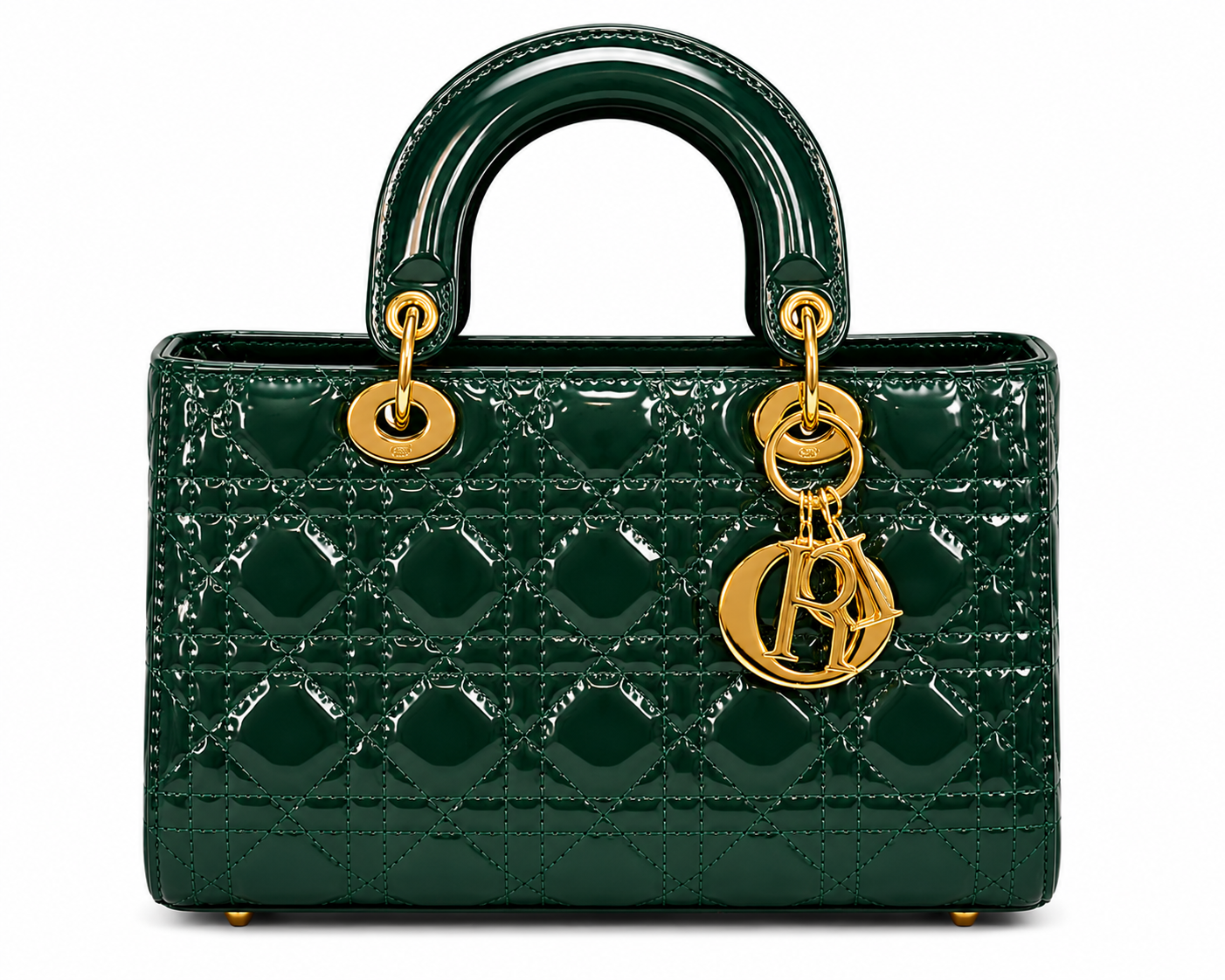 Glossy Dark Green Quilted Handbag