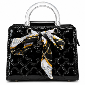 Glossy Black Quilted Handbag