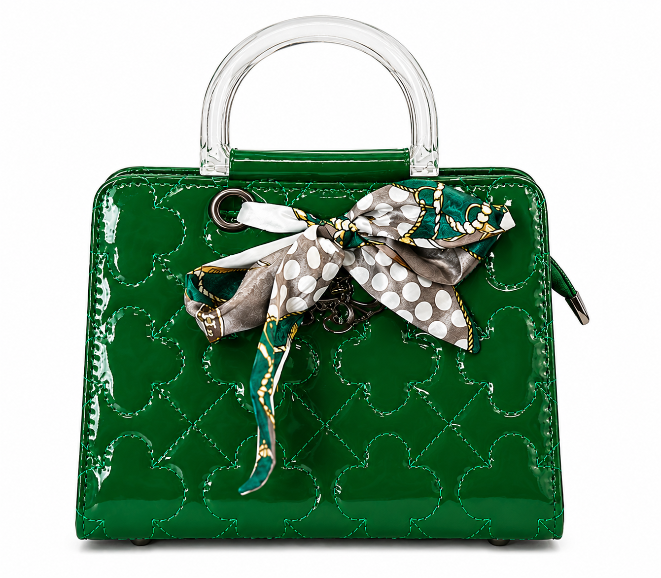 Glossy Green Quilted Handbag