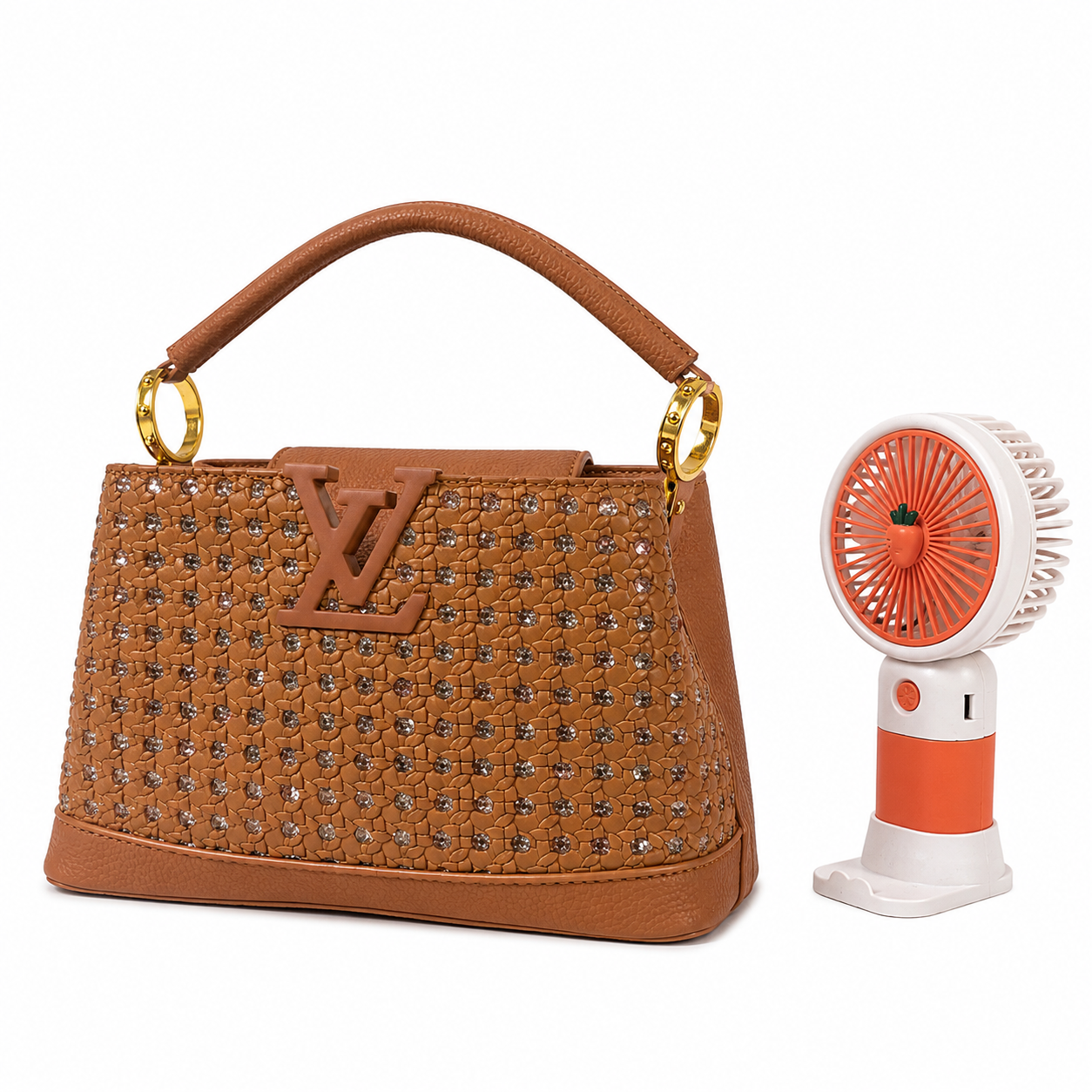 Louis Vuitton Capucines BB – Tan Perforated Leather with Crystal Embellishments - Image 3
