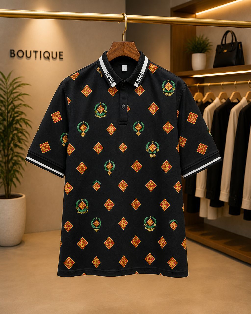 CARO ALICE Monogram Pattern Polo Shirt