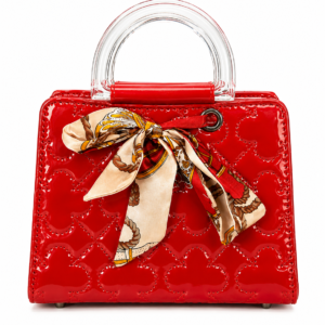 Glossy Red Quilted Handbag