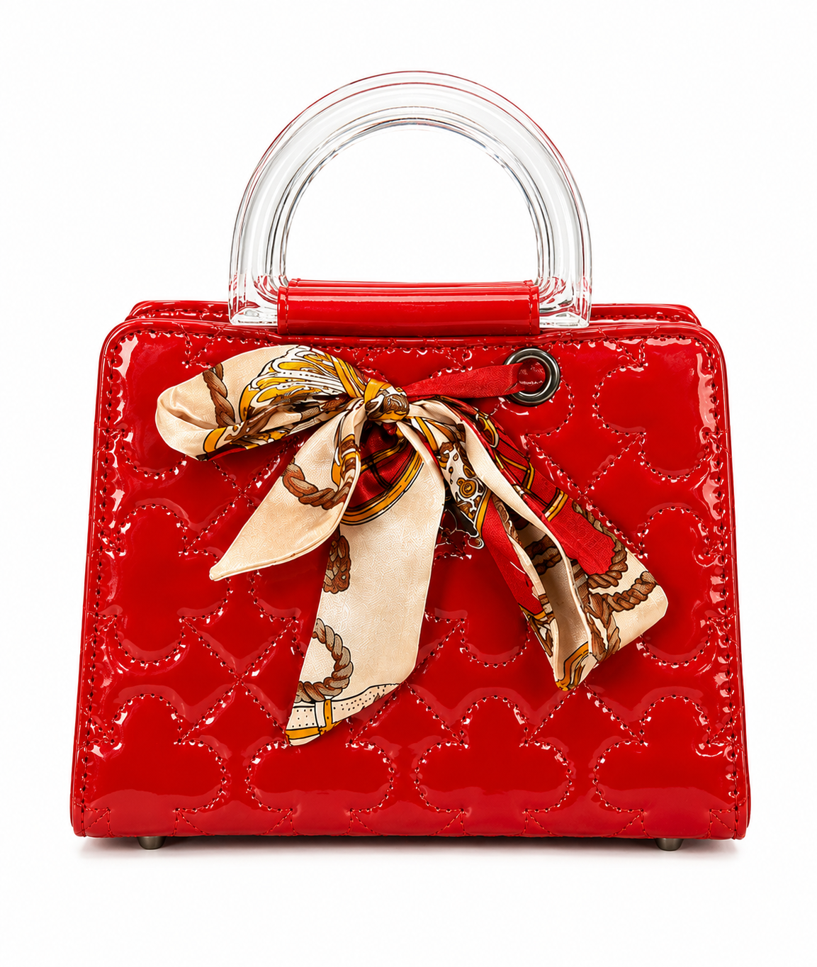 Glossy Red Quilted Handbag