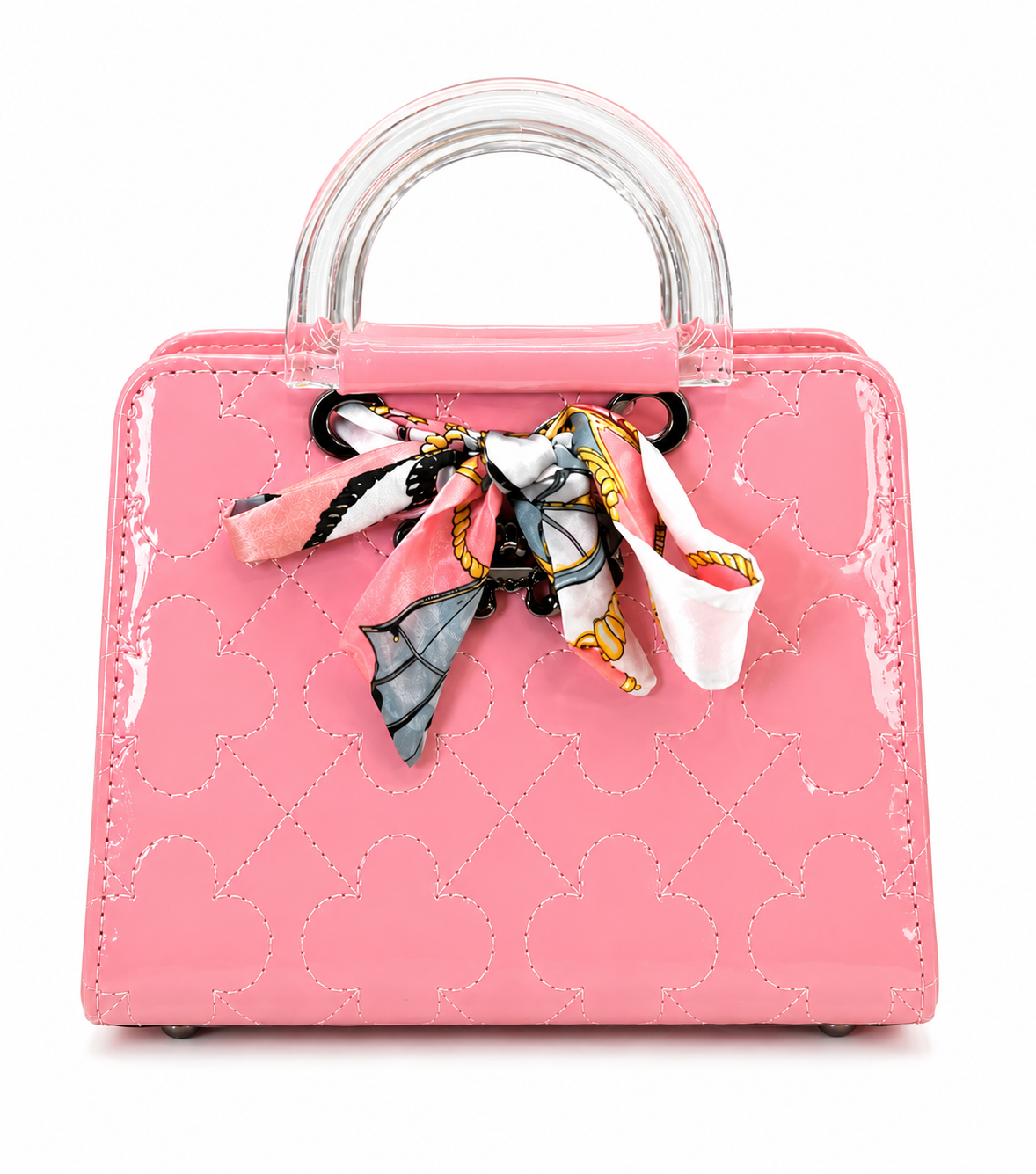 Glossy Pink Quilted Handbag